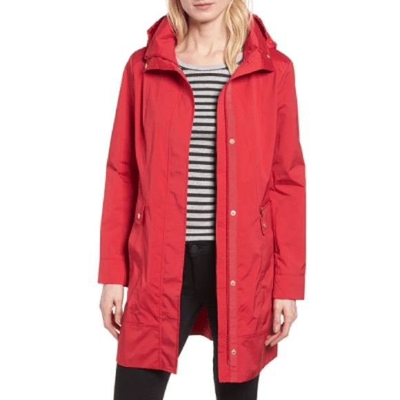 Cole Haan Jackets & Blazers - COLE HAAN Signature Packable Hooded Rain Jacket in Red